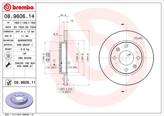 Brembo 08.9606.14 - Kočioni disk www.molydon.hr