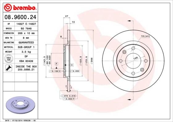 Brembo 08.9600.24 - Kočioni disk www.molydon.hr