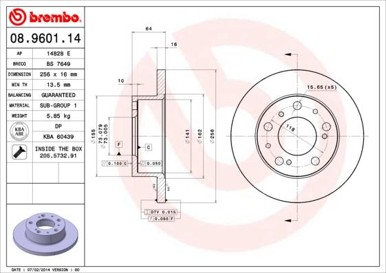 Brembo 08.9601.14 - Kočioni disk www.molydon.hr