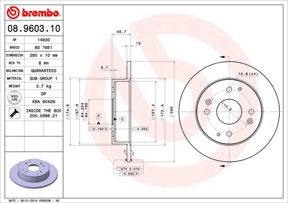 Brembo 08.9603.10 - Kočioni disk www.molydon.hr