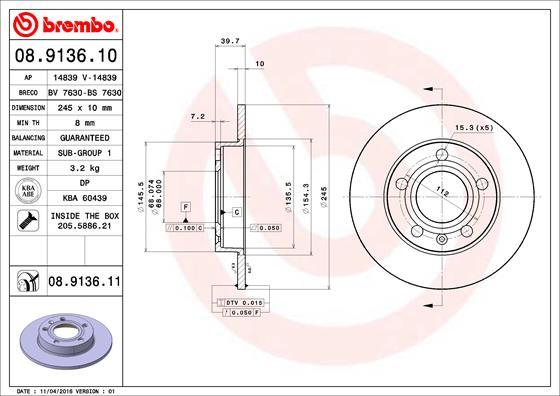 Brembo 08.9136.10 - Kočioni disk www.molydon.hr