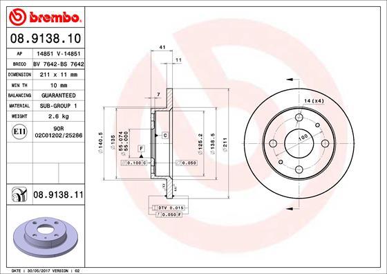 Brembo 08.9138.10 - Kočioni disk www.molydon.hr