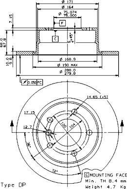 Brembo 08.9859.81 - Kočioni disk www.molydon.hr