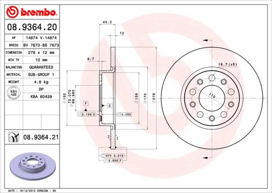 Brembo 08.9364.21 - Kočioni disk www.molydon.hr