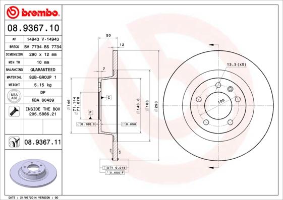 Brembo 08.9367.10 - Kočioni disk www.molydon.hr