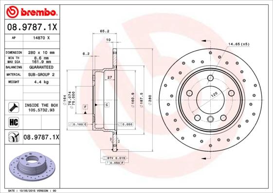 Brembo 08.9787.1X - Kočioni disk www.molydon.hr