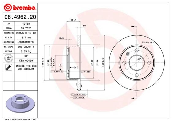 Brembo 08.4962.20 - Kočioni disk www.molydon.hr