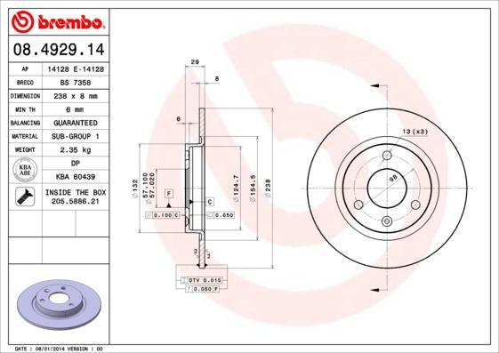 Brembo 08.4929.14 - Kočioni disk www.molydon.hr