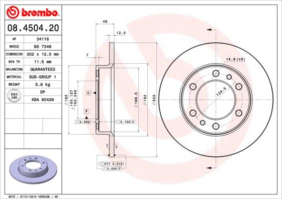 Brembo 08.4504.20 - Kočioni disk www.molydon.hr