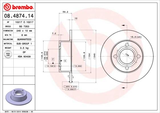 Brembo 08.4874.14 - Kočioni disk www.molydon.hr