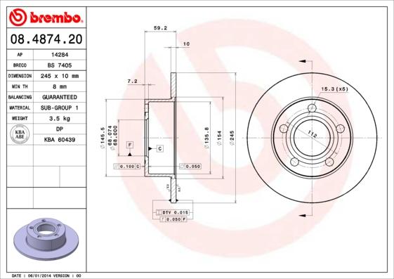 Brembo 08.4874.20 - Kočioni disk www.molydon.hr