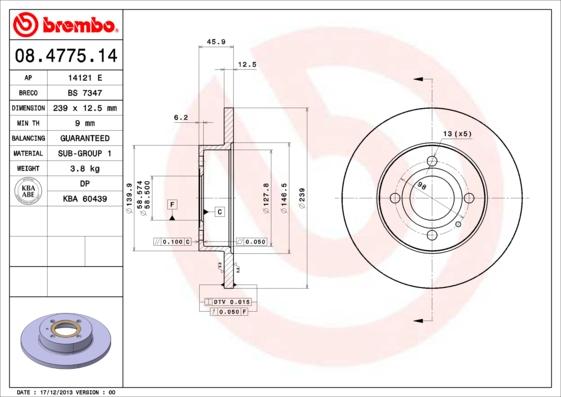 Brembo 08.4775.14 - Kočioni disk www.molydon.hr