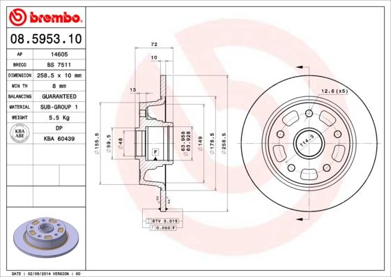 Brembo 08.5953.10 - Kočioni disk www.molydon.hr