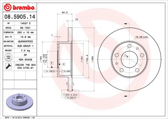 Brembo 08.5905.14 - Kočioni disk www.molydon.hr