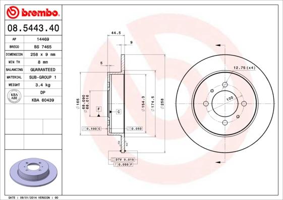 Brembo 08.5443.40 - Kočioni disk www.molydon.hr