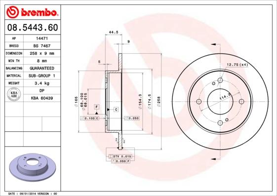 Brembo 08.5443.60 - Kočioni disk www.molydon.hr