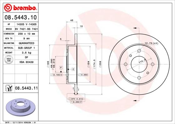 Brembo 08.5443.10 - Kočioni disk www.molydon.hr