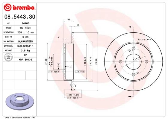 Brembo 08.5443.30 - Kočioni disk www.molydon.hr