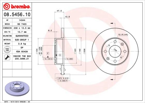 Brembo 08.5456.10 - Kočioni disk www.molydon.hr