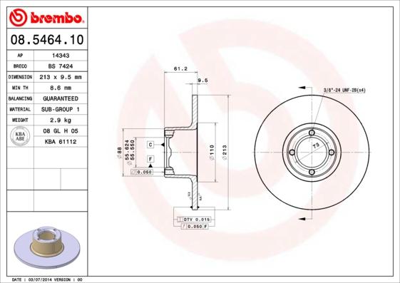 Brembo 08.5464.10 - Kočioni disk www.molydon.hr