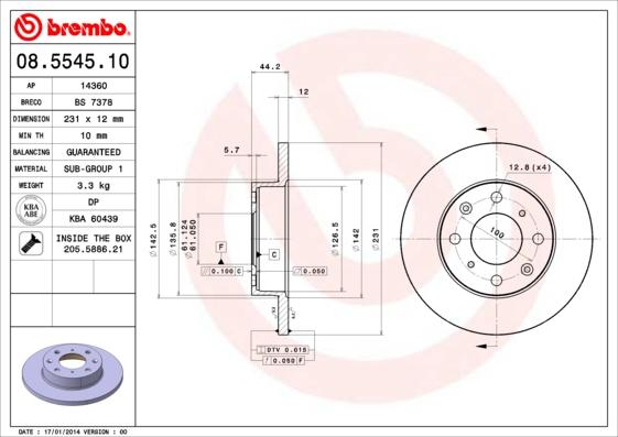 Brembo 08.5545.10 - Kočioni disk www.molydon.hr