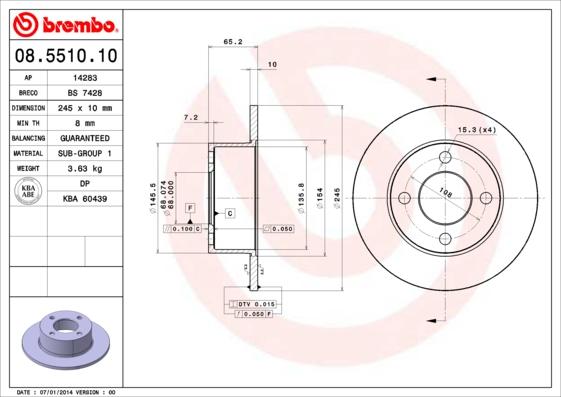 Brembo 08.5510.10 - Kočioni disk www.molydon.hr