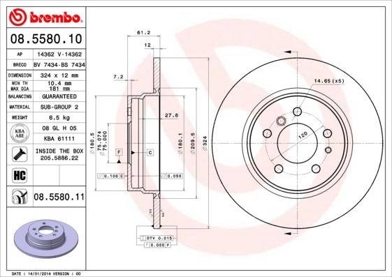 Brembo 08.5580.10 - Kočioni disk www.molydon.hr