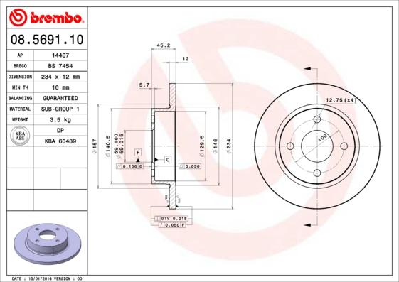 Brembo 08.5691.10 - Kočioni disk www.molydon.hr