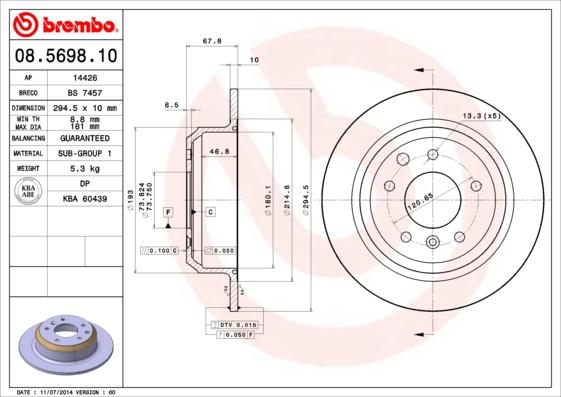 Brembo 08.5698.10 - Kočioni disk www.molydon.hr