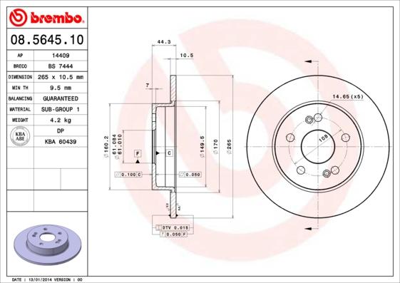 Brembo 08.5645.10 - Kočioni disk www.molydon.hr