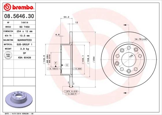 Brembo 08.5646.30 - Kočioni disk www.molydon.hr