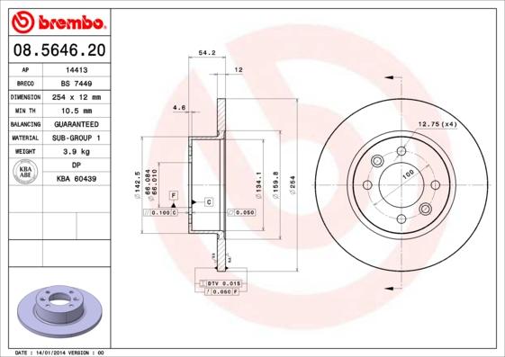 Brembo 08.5646.20 - Kočioni disk www.molydon.hr