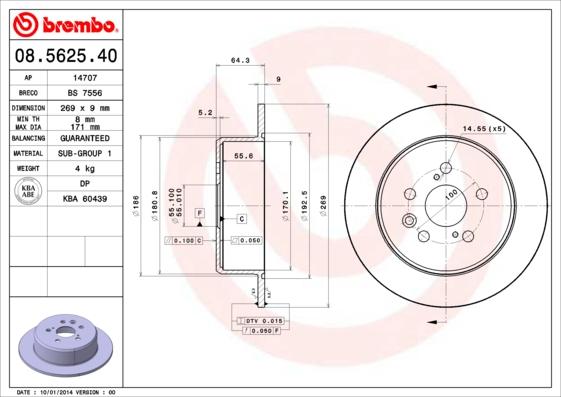 Brembo 08.5625.40 - Kočioni disk www.molydon.hr