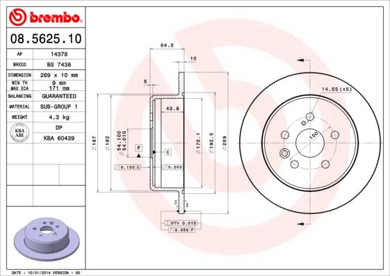 Brembo 08.5625.10 - Kočioni disk www.molydon.hr