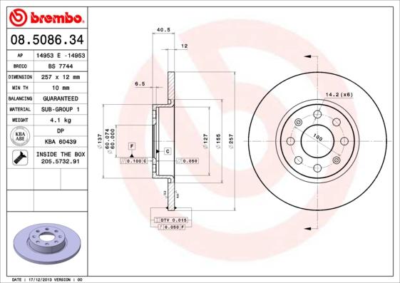 Brembo 08.5086.34 - Kočioni disk www.molydon.hr