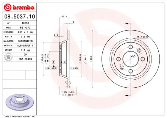 Brembo 08.5037.10 - Kočioni disk www.molydon.hr