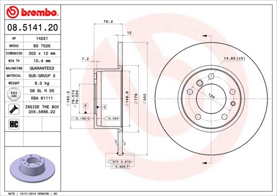 Brembo 08.5141.20 - Kočioni disk www.molydon.hr