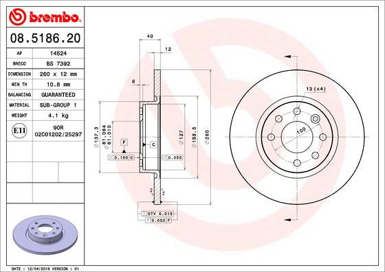 Brembo 08.5186.20 - Kočioni disk www.molydon.hr