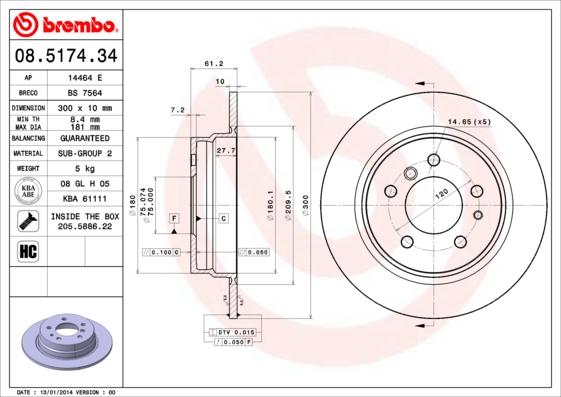 Brembo 08.5174.34 - Kočioni disk www.molydon.hr