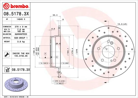 Brembo 08.5178.3X - Kočioni disk www.molydon.hr