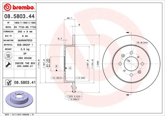 Brembo 08.5803.41 - Kočioni disk www.molydon.hr