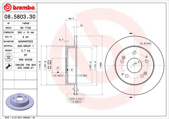 Brembo 08.5803.30 - Kočioni disk www.molydon.hr