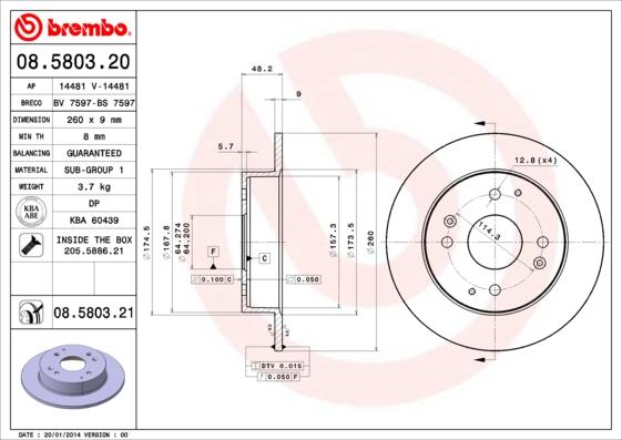 Brembo 08.5803.20 - Kočioni disk www.molydon.hr