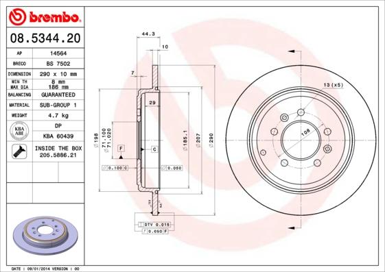 Brembo 08.5344.20 - Kočioni disk www.molydon.hr