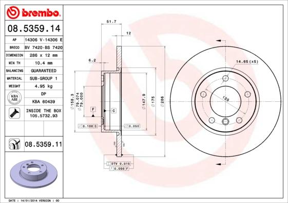 Brembo 08.5359.11 - Kočioni disk www.molydon.hr