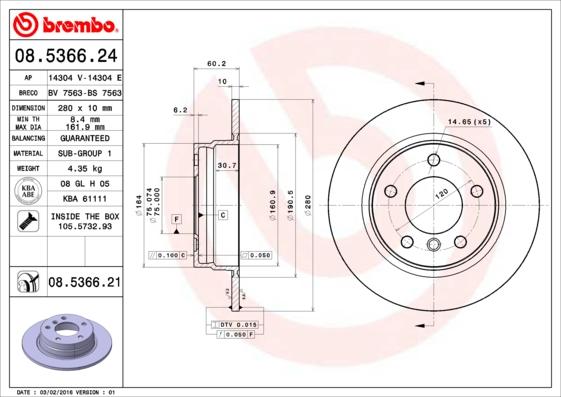 Brembo 08.5366.21 - Kočioni disk www.molydon.hr