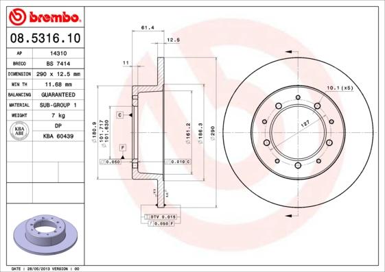 Brembo 08.5316.10 - Kočioni disk www.molydon.hr