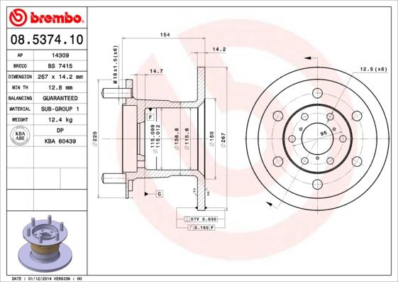 Brembo 08.5374.10 - Kočioni disk www.molydon.hr