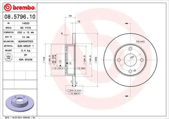 Brembo 08.5796.10 - Kočioni disk www.molydon.hr