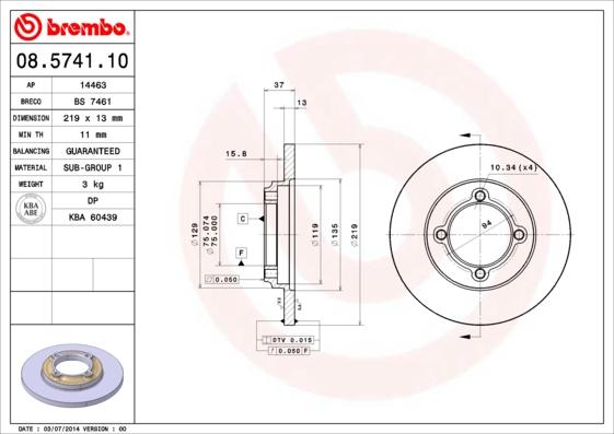 Brembo 08.5741.10 - Kočioni disk www.molydon.hr